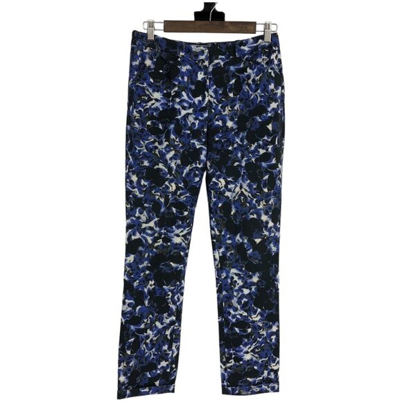 Erdem Esmeralda White and Blue Floral printed Straight leg trousers - Picture 2 of 14